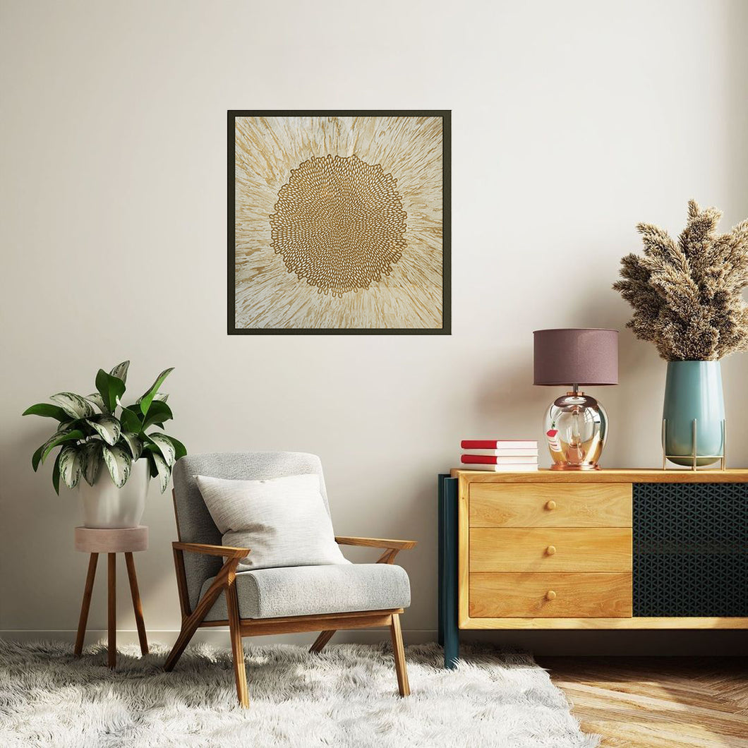 Golden Off-White Autumn Concrete Wall Art by Evolve India
