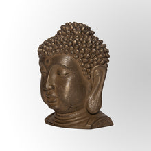 Load image into Gallery viewer, Dull Gold Bronze Finish Buddha Head Sculpture Decor by Evolve India
