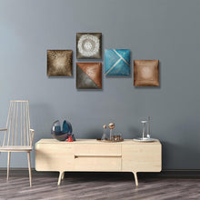 Load image into Gallery viewer, Oceanic Blue Metal Square Wall Decor by Evolve India
