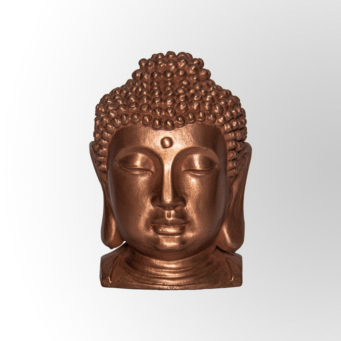 Rose Gold Copper Finish Buddha Head Sculpture Decor by Evolve India