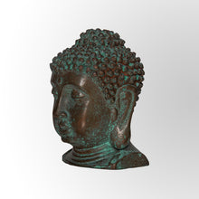 गैलरी व्यूवर में इमेज लोड करें, Green Oxidized Copper Finish Buddha Head Sculpture Decor by Evolve India
