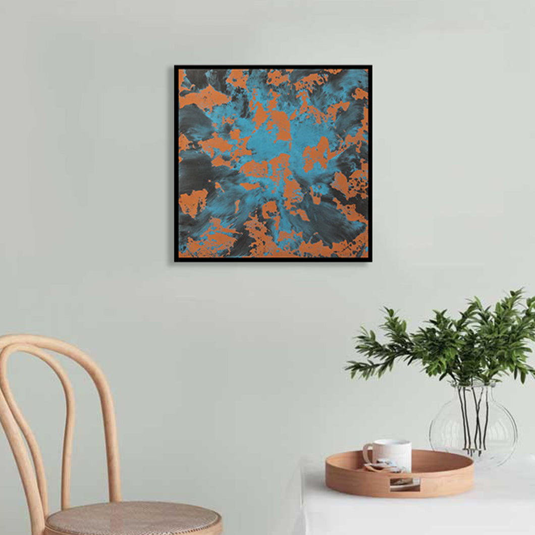Coral and Blue Concrete Finish Oceanic Wall Art by Evolve India