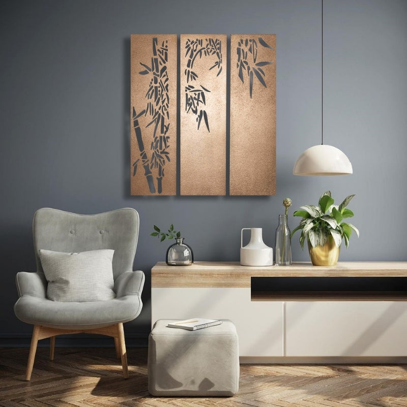 Dull Gold Bamboo Wall Art (Bronze Finish) by Evolve India