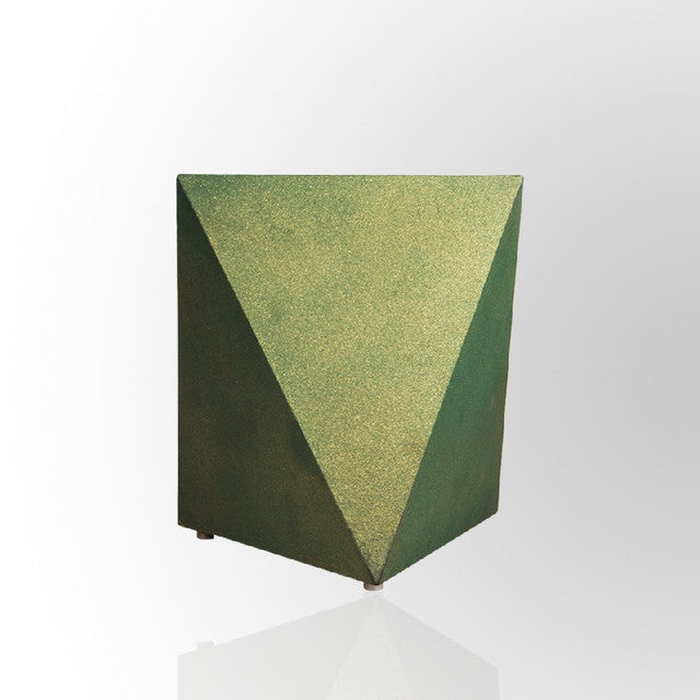 Green Concrete Finish Prism Stool by Evolve India