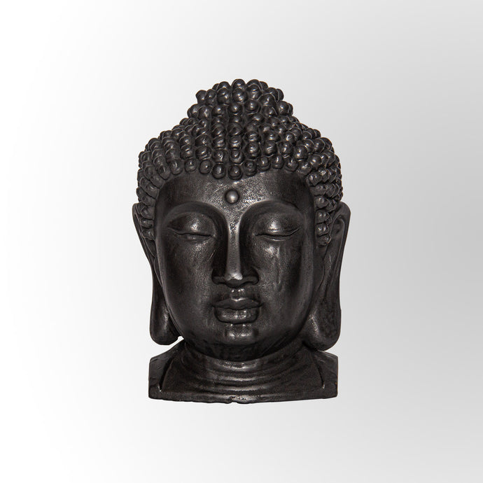 Black Gunmetal Finish Buddha Head Sculpture Decor by Evolve India