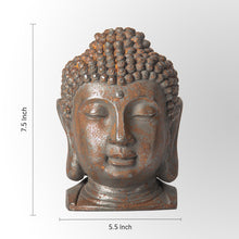 Load image into Gallery viewer, Rustic Iron Finish Buddha Head Sculpture Decor by Evolve India
