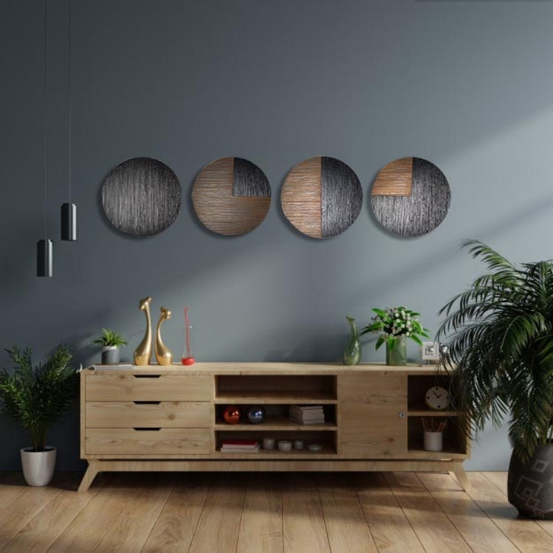 Meridian Black Brown Round Metal Discs Wall Art by Evolve India