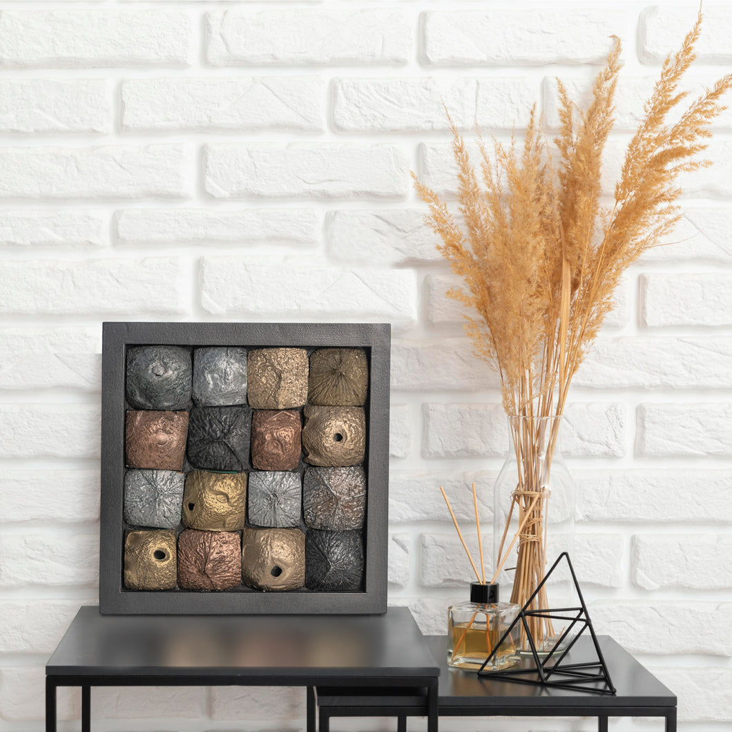 Multi Colored Metal Nutbox Wall Art by Evolve India