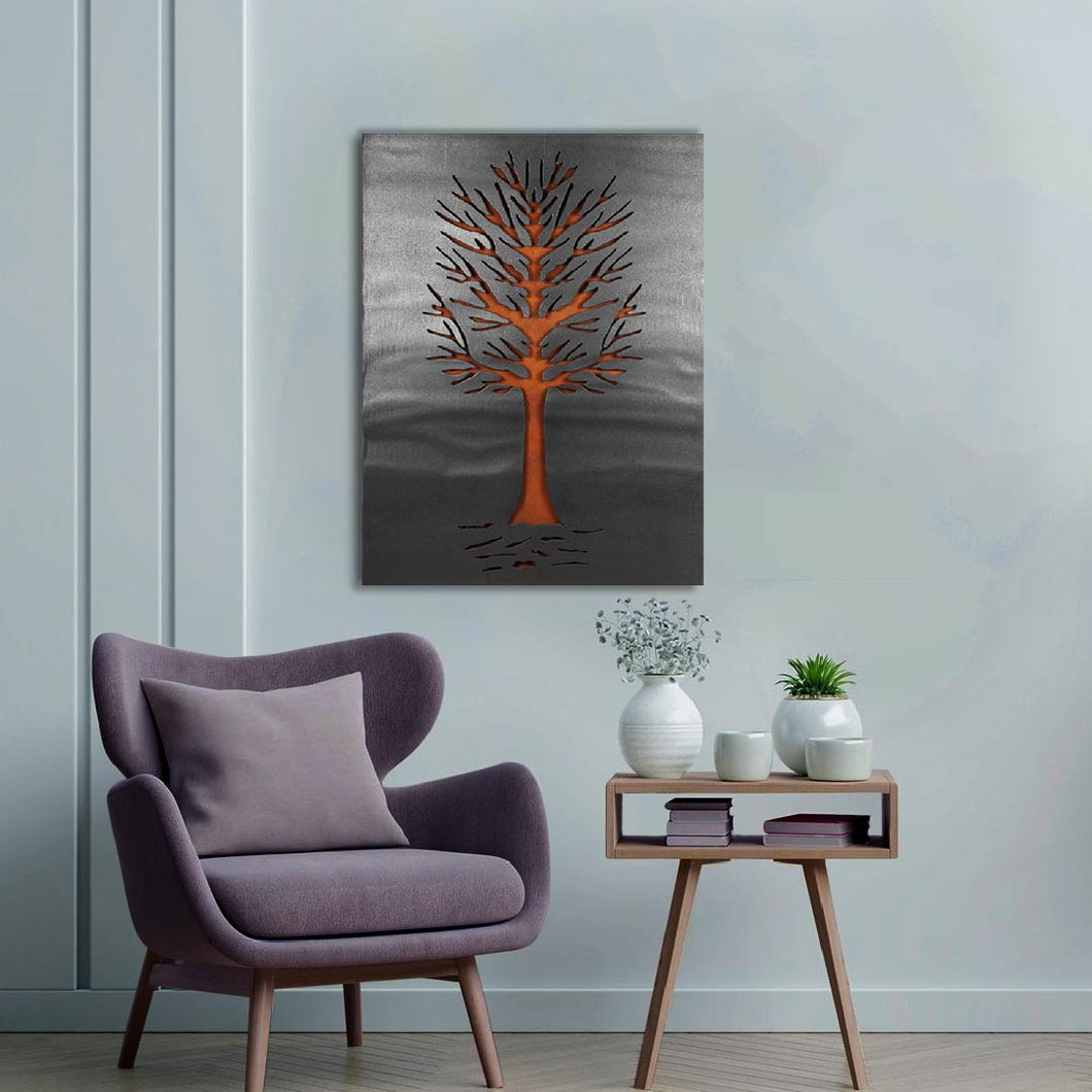 Gunmetal and Rust finished Tree of Life wall art by Evolve India