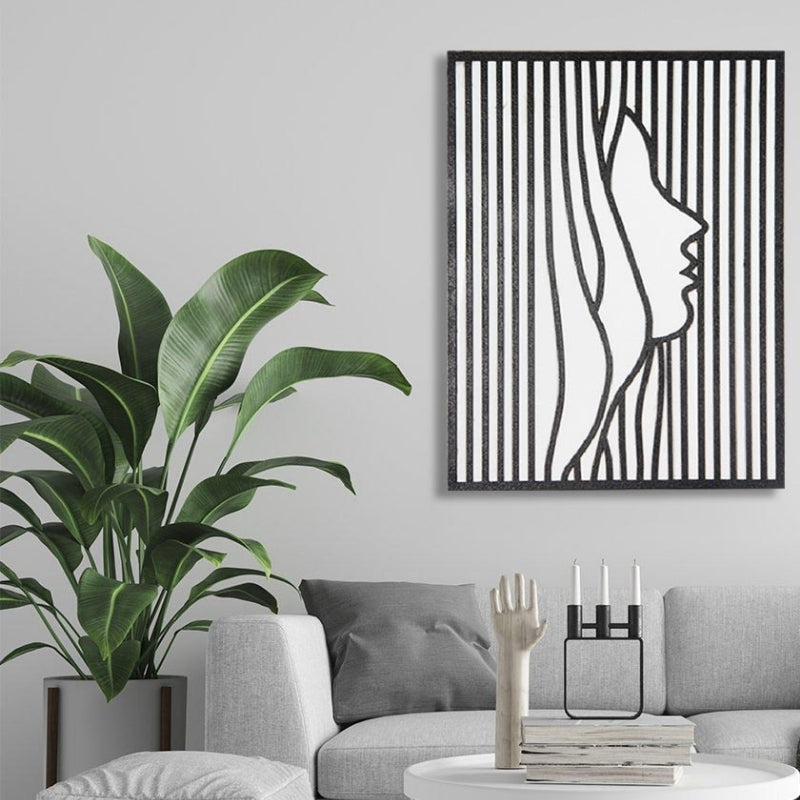 White and Black Lady Face Wall Art by Evolve India